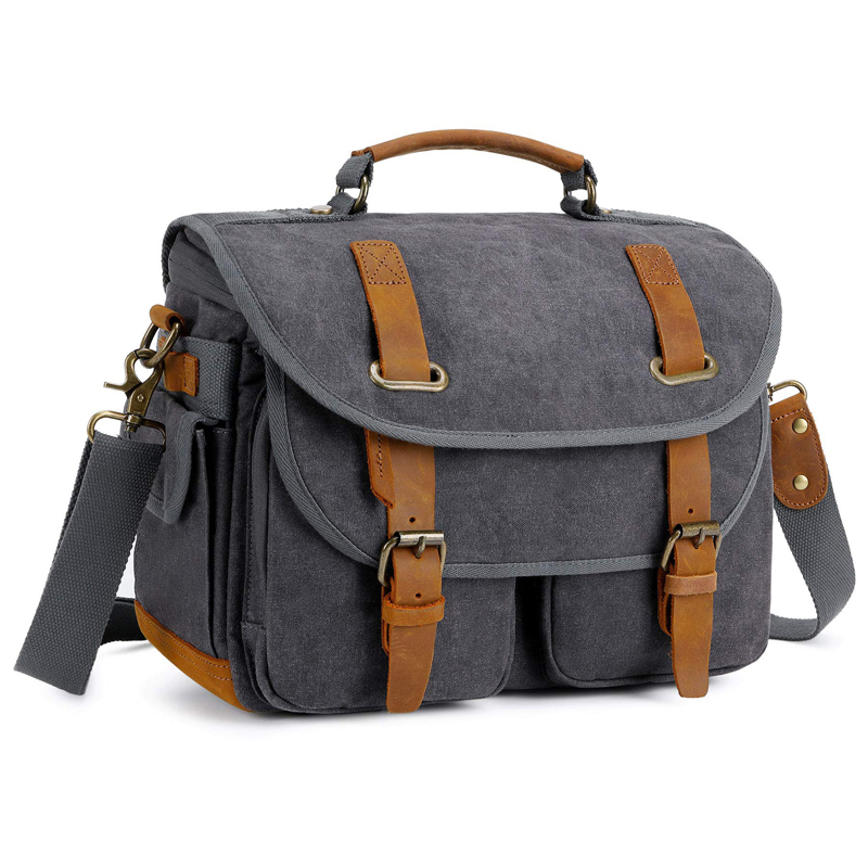 Photography Lighting Weight Bags - Canvas Cow Leather Camera Bag Shoulder