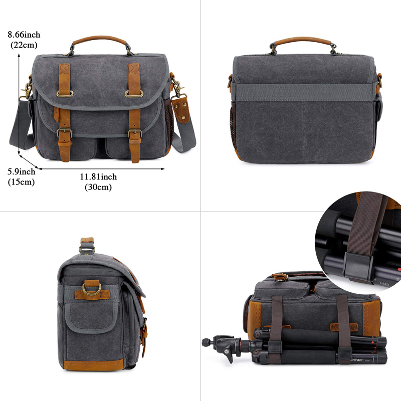 Canvas Cow Leather Camera Bag  - Photography Lighting Weight Bags 评论和价格