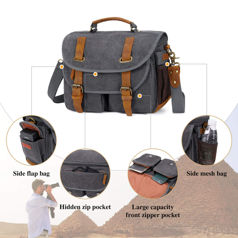 Canvas Cow Leather Camera Bag  - Photography Lighting Weight Bags 评论和价格